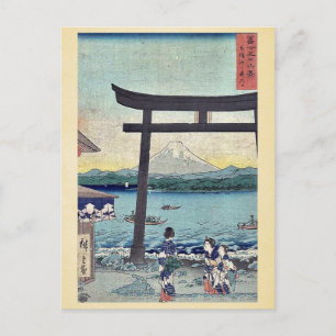 Postal Puerta a Enoshima en Sagami por Ando, Hiroshige