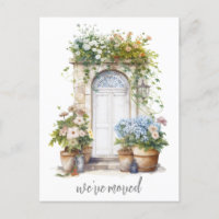 Puerta acuarela floral nos mudamos de nuevo hogar