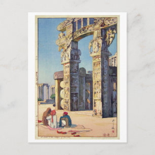 Postal Puerta al Stupa de Sanchi, Hiroshi Yoshida