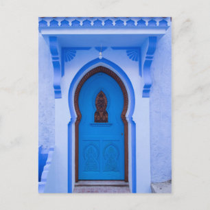 Postal Puerta azul marroquí