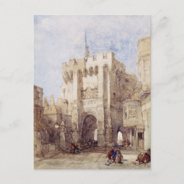 Postal Puerta Bargate en la ciudad de Southampton (Anverso)