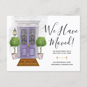 Postal Puerta de acuarela Hemos Movido Nueva Postcard De 