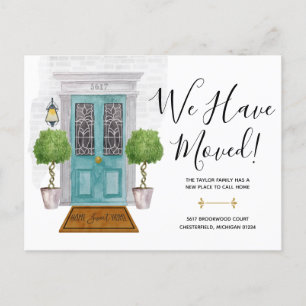 Postal Puerta de acuarela Hemos Movido Nueva Postcard De 