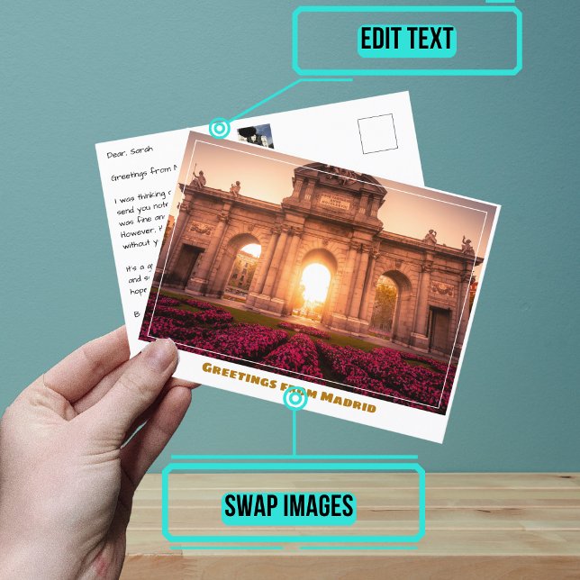 Postal Puerta de Alcalá Madrid España Moderna (Share your experiences with these stylish template postcards.)