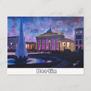 Postal Puerta de Berlín Brandenburgo con fuente en el Dus