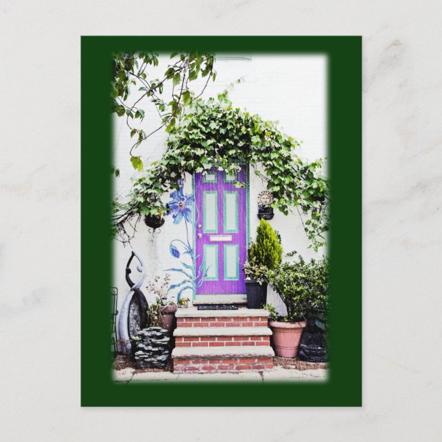 Postal Puerta de bienvenida en morado (Anverso)