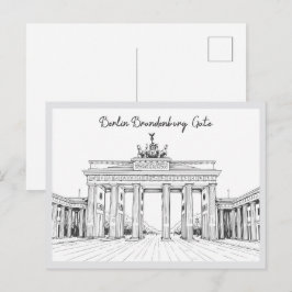 Postal Puerta de Brandeburgo Berlín Alemania dibujada a m