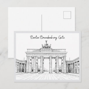 Postal Puerta de Brandeburgo Berlín Alemania dibujada a m