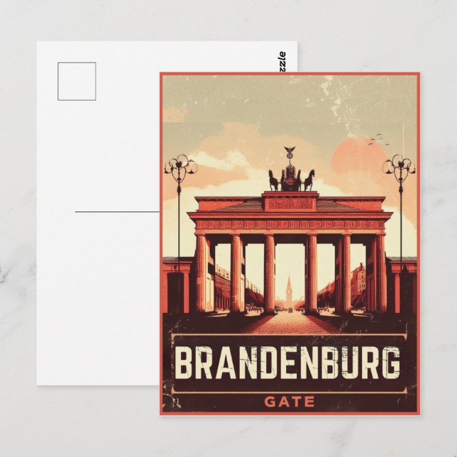 Postal Puerta de Brandeburgo - puerta de Berlín, viaje de (Anverso / Reverso)