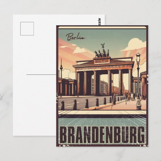 Postal Puerta de Brandeburgo - puerta de Berlín, viaje de (Anverso / Reverso)