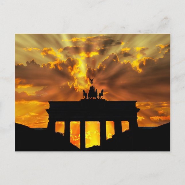 Postal Puerta de Brandenburger al atardecer, Berlín (Anverso)