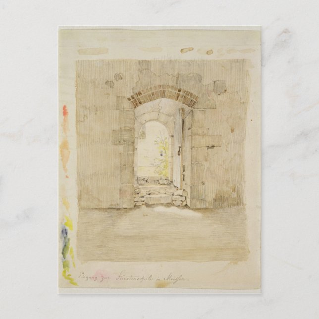 Postal Puerta de entrada a la Real Escuela de Meissen (Anverso)