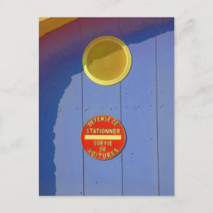 Postal Puerta de garaje azul en Francia sin Rótulo de est