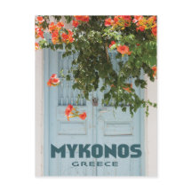 Puerta de Grecia de Mykonos con flores