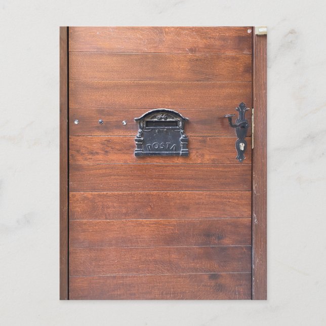 Postal Puerta de madera con ranura para cartas (Anverso)