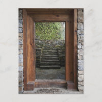 Puerta de madera en el museo de trongsa