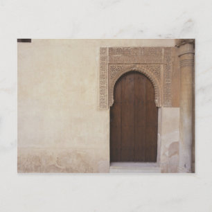 Postal Puerta en el palacio de la Alhambra en Granada, Es