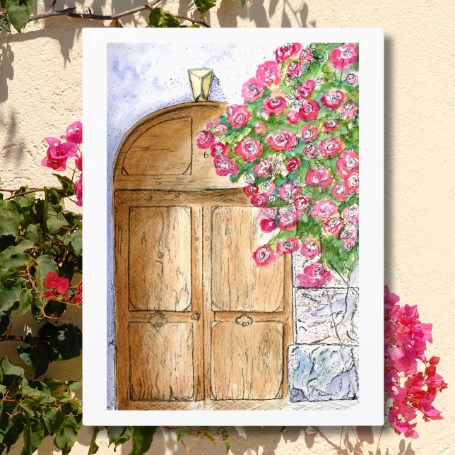 Postal Puerta italiana vintage con Bougainvillea (Subido por el creador)