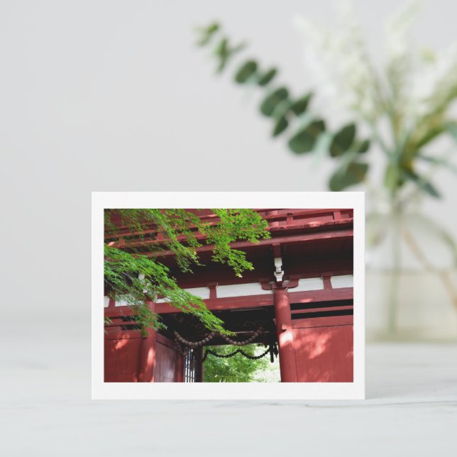 Postal Puerta Niomon, templo Hondoji, Japón (Anverso de pie)