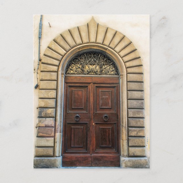 Postal Puerta Ornate Wood | Florencia Italia (Anverso)