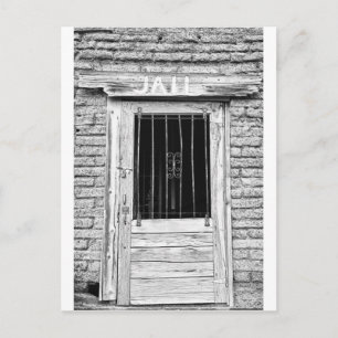 Postal Puerta vieja de la cárcel en blanco y negro