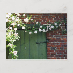 Postal Puerta vieja y rosas