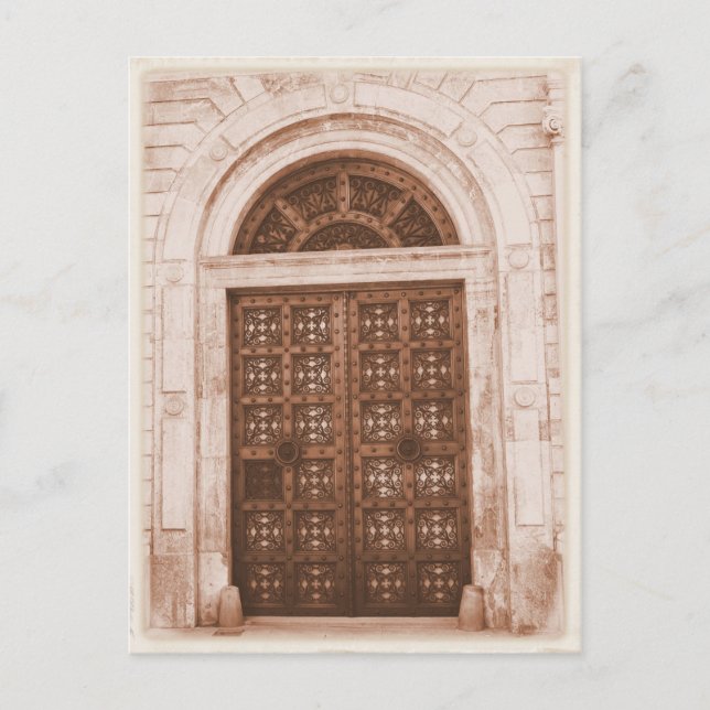 Postal Puertas de madera en el casco antiguo de Barcelona (Anverso)