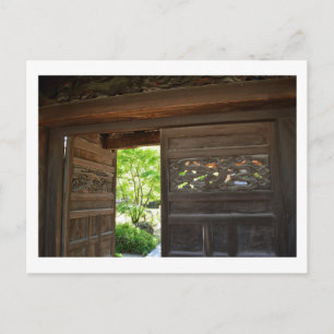 Postal Puertas de madera tallada: templo de Zojoji, Tokio