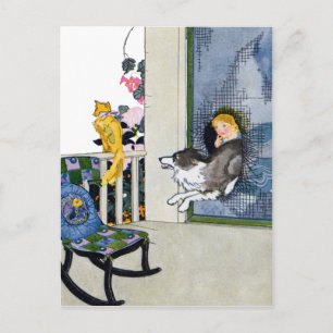 Postal Puertas de pantalla de bustos de perro para recibi