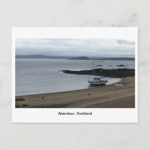Postal Puerto de Aberdour - Barco en la playa