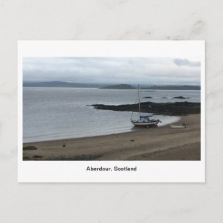 Postal Puerto de Aberdour - Barco en la playa