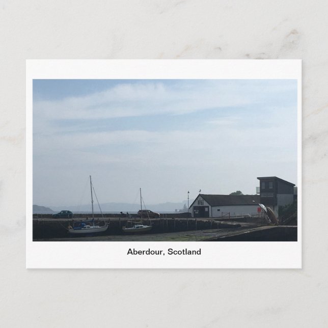 Postal Puerto de Aberdour en un día brillante (Anverso)