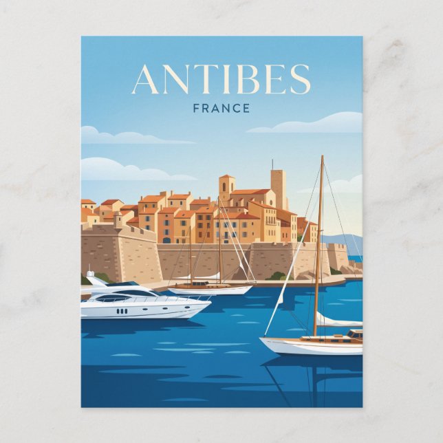 Postal Puerto de Antibes Francia (Anverso)