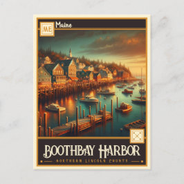 Postal Puerto de Boothbay, Maine | Vintage