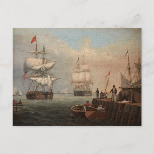 Postal Puerto de Boston por Fitz Henry Lane