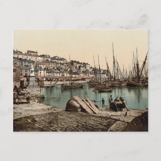 Postal Puerto de Brixham, Devon c.1895 (Anverso)