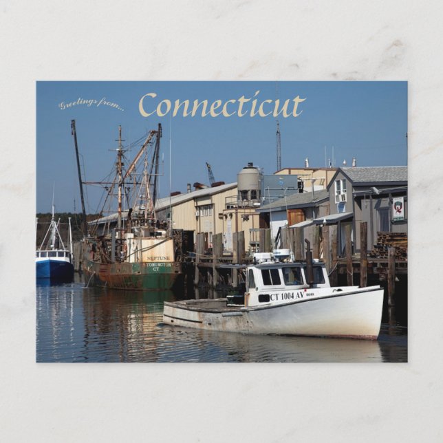 Postal Puerto de Connecticut con vistas a la isla de Long (Anverso)
