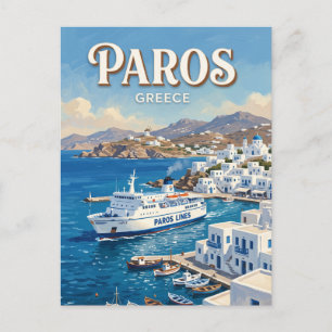 Postal Puerto de ferry de Paros Grecia