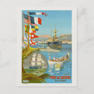 Postal Puerto de Guerre. Toulon. Afiche de la época franc