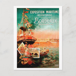 Postal puerto de la ciudad de Burdeos, Francia, barco tur