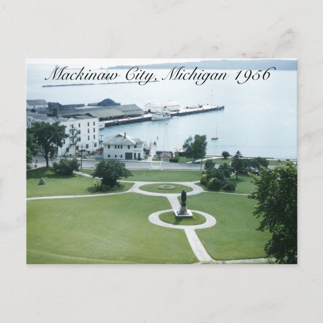 Postal Puerto de la isla Mackinac 1956 Michigan (Anverso)