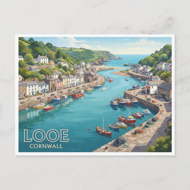 Postal Puerto de Looe Inglaterra (Anverso)