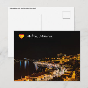 Postal Puerto de Mahón de noche - Menorca, España