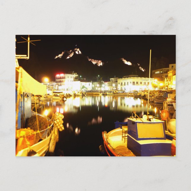 Postal Puerto De Myrina De Noche (Anverso)