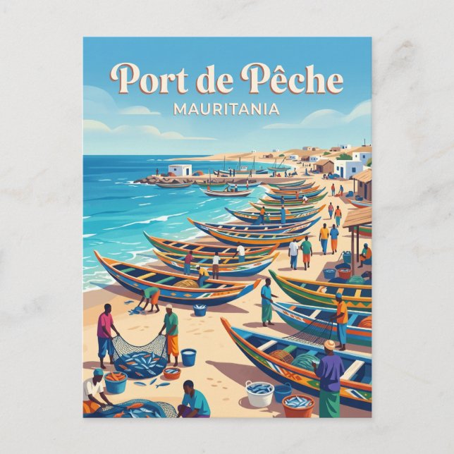 Postal Puerto de Pesca Mauritania (Anverso)