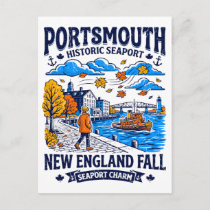 Postal Puerto de Portsmouth Nueva Inglaterra Otoño Histór