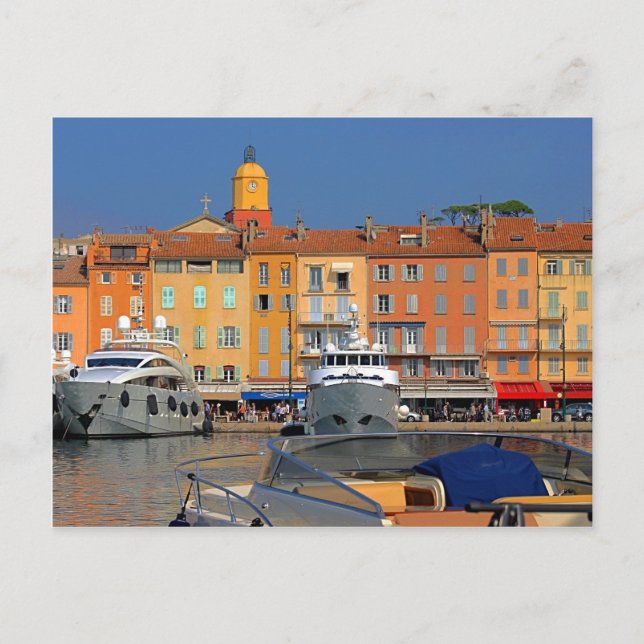 Postal Puerto de Saint-Tropez en Francia (Anverso)