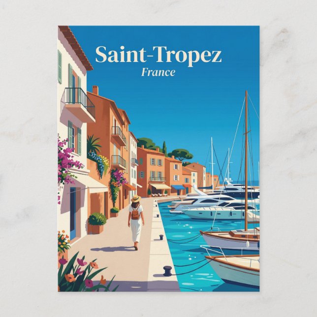 Postal Puerto de Saint-Tropez Francia (Anverso)