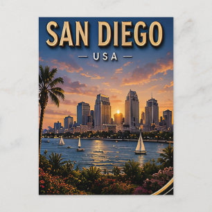 Postal Puerto de San Diego y horizonte costero