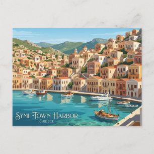 Postal Puerto de Symi Town Grecia